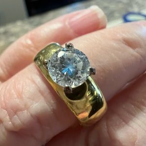 Monet Gold CZ Ring Size 7, either gold plated or filled BEAUTIFUL!